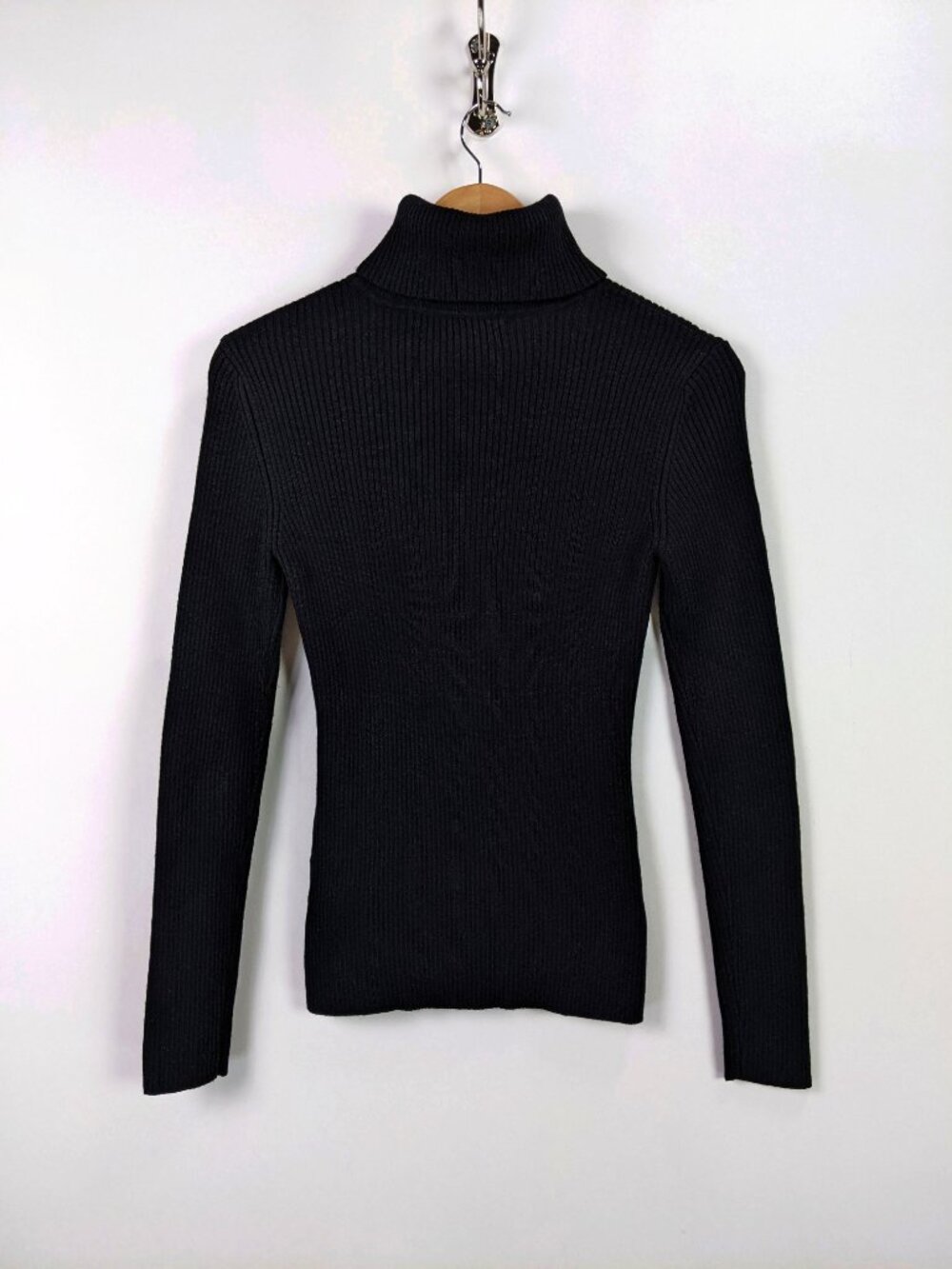 French Connection Womens Ribbed Knit Turtleneck Long Sleeve Black Sweater - XS - Picture 3 of 6